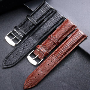 Customizable Men's Lizard-Pattern Leather Watch Strap – Universal Replacement Band