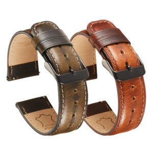 Hot-Selling Retro Oil Wax Cowhide Leather Watch Strap – Quick Release Band Compatible with Smartwatches & Traditional Watches