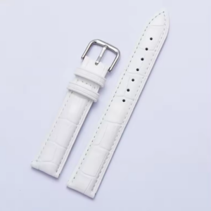 New Custom Luxury Smartwatch Strap – Genuine Leather with Alloy Tang Buckle in White, Pink & Black