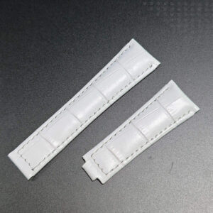 Vintage Breathable White Leather Watch Strap – Soft Patina-Inspired Band with Distressed Finish