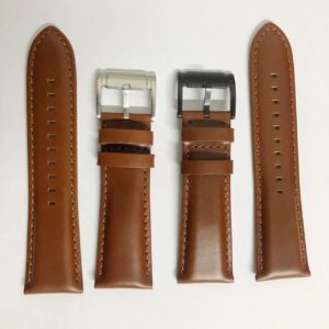 Custom Italian Oily Leather Watch Strap – Vintage Soft Cowhide Band with Choice of Silver or Black Buckle